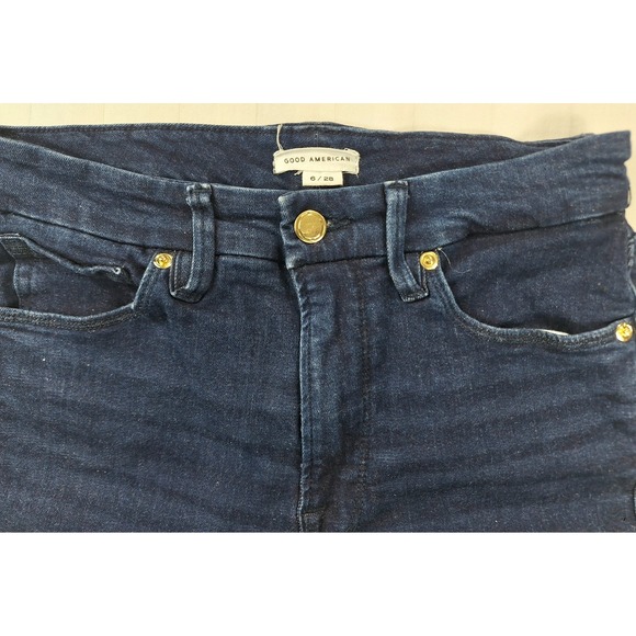 Good American Good Waist Skinny Jeans Dark Indigo Blue High Rise Size 6 /28 - Picture 3 of 7